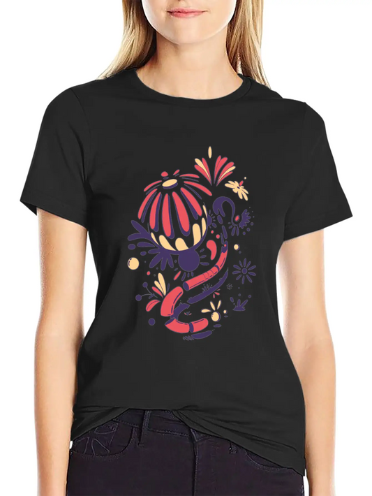 Abstract Lilies Classic Fit Graphic Tee For Daily Comfort – Unisex Cotton Shirt