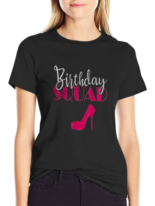 Birthday Squad Silver BDay Pink Shoe 1084 Classic Fit Graphic Tee For Daily Comfort – Unisex Cotton Shirt