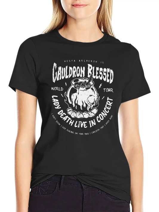 Cauldron Blessed Lady Death Live In Concert Classic Fit Graphic Tee For Daily Comfort – Unisex Cotton Shirt